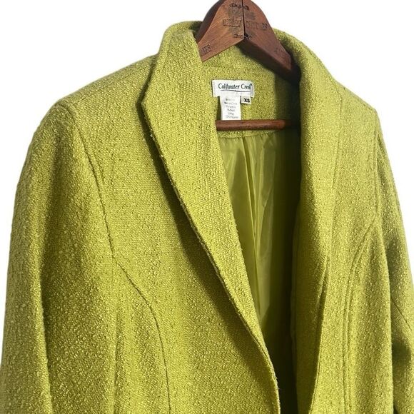 Coldwater Creek Shawl Collar Open Front Boucle Knit Wool Blend Jacket Green XS - Picture 4 of 8